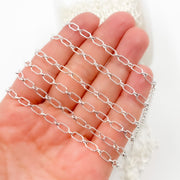 Silver Textured Oval & Smooth Round Link Chain
